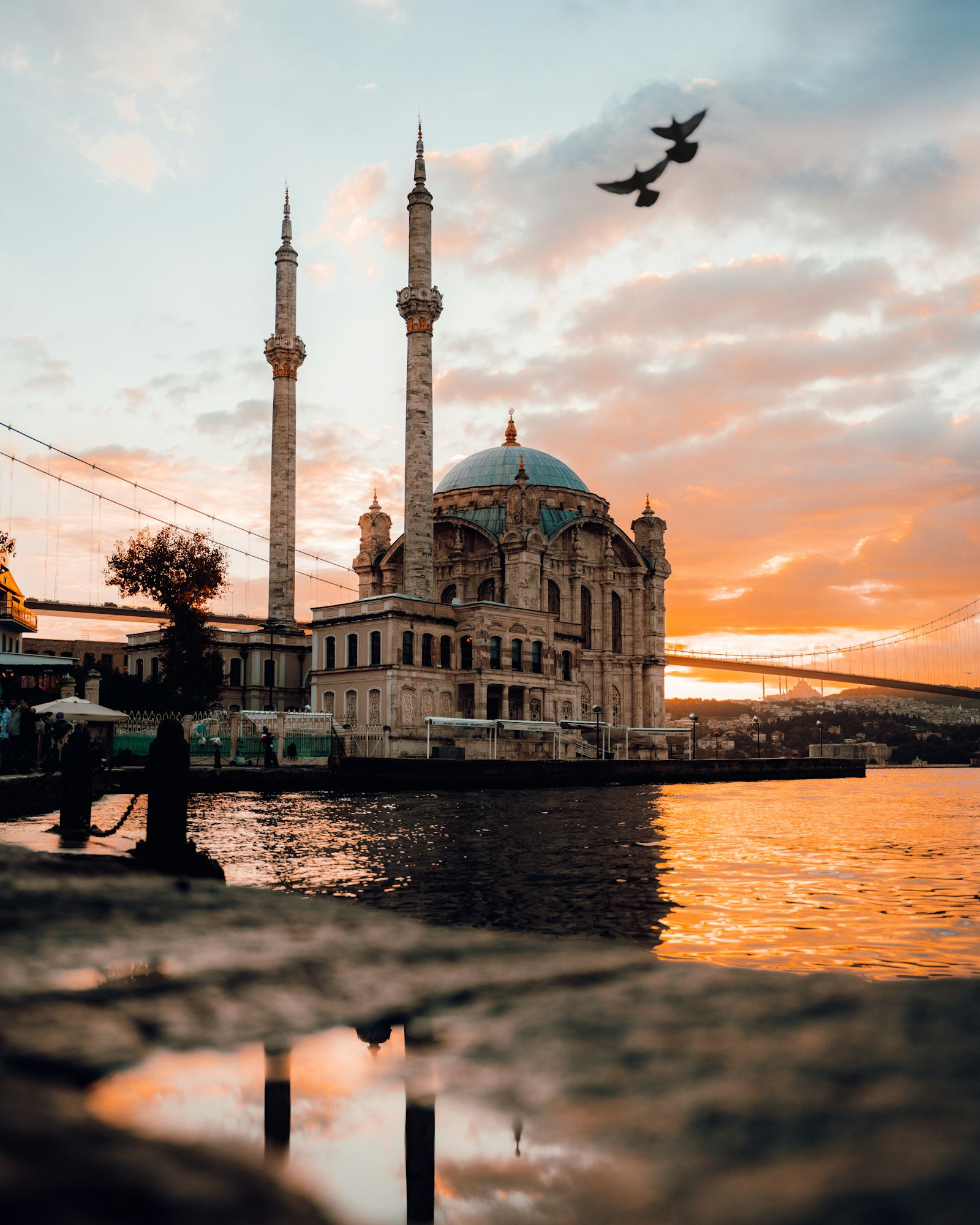 Ortakoy Mosque and Bosphorus Bridge in Istanbul, Turkey